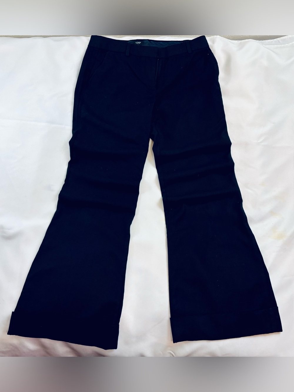 JCrew Super 120s Wool Dress Pants Size 8 Black Low Fit Tailored Flare Trousers